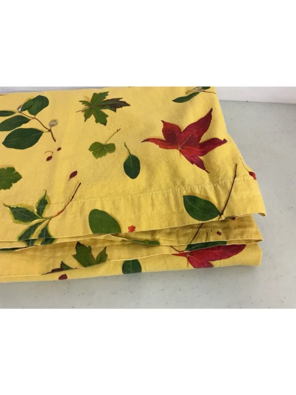 Williams Sonoma Yellow Cotton Tablecloth Floral Print Made Italy